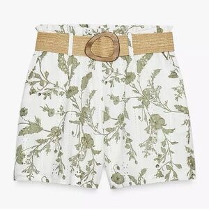 NWT - Zara Linen Shorts with Straw Belt - Super Cute!